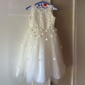 Princess Daliana Carrie Floral Applique Low-Back Tulle Flower Girl Dress